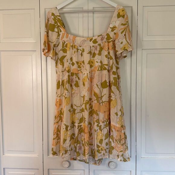 Rails NWT Valentina citrus floral tiered dress large $188 - Picture 9 of 12